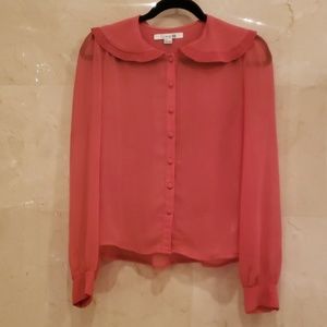 BRAND NEW FOREVER 21 BRIGHT ORANGE SHEER BLOUSE